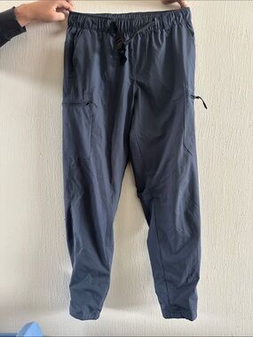 Men's Dark Blue Cargo Jogger Pants with Elastic Waist
